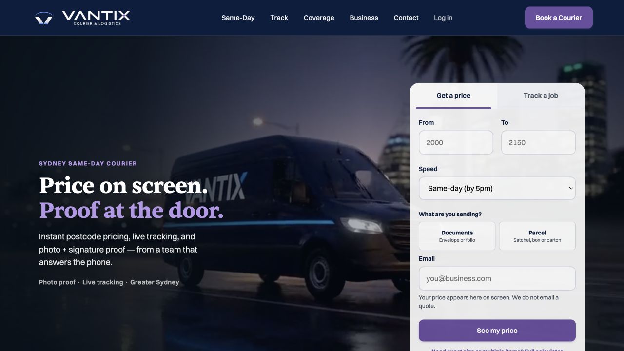 Vantix website and software project